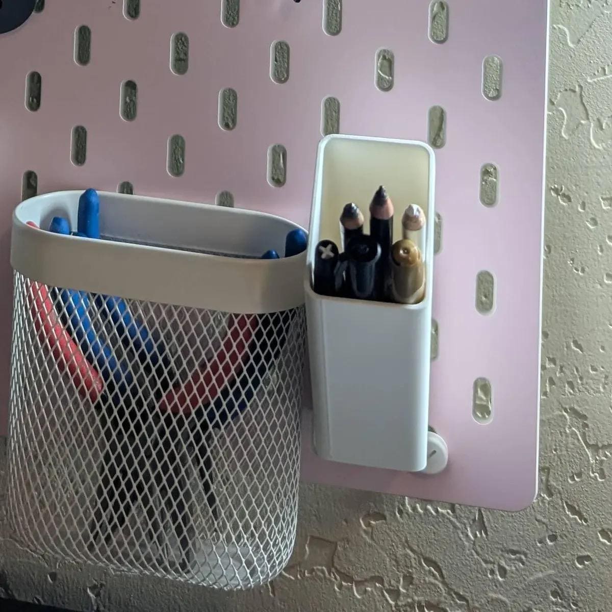 Slanted Pencil Container for IKEA SKÅDIS Pegboards - 3D Printed Pen and Marker Holder - Desk and Craft Room Organizer - 30+ Colors