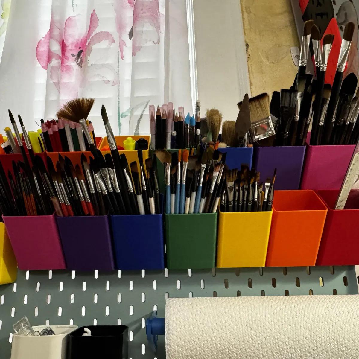 Slanted Pencil Container for IKEA SKÅDIS Pegboards - 3D Printed Pen and Marker Holder - Desk and Craft Room Organizer - 30+ Colors