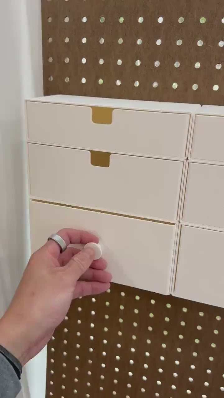 1/4 Inch Pegboard Drawers - Modular Stackable Storage Organizer - 18 Sizes & Knob Options - 3D Printed - 30+ Colors