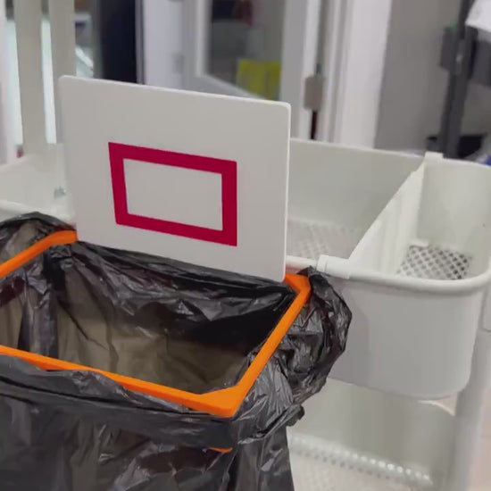 Magnetic Trash Bag Holder for IKEA SKÅDIS Pegboard and Råskog Cart - 3D Printed - Starter Bags Included - 30+ Colors
