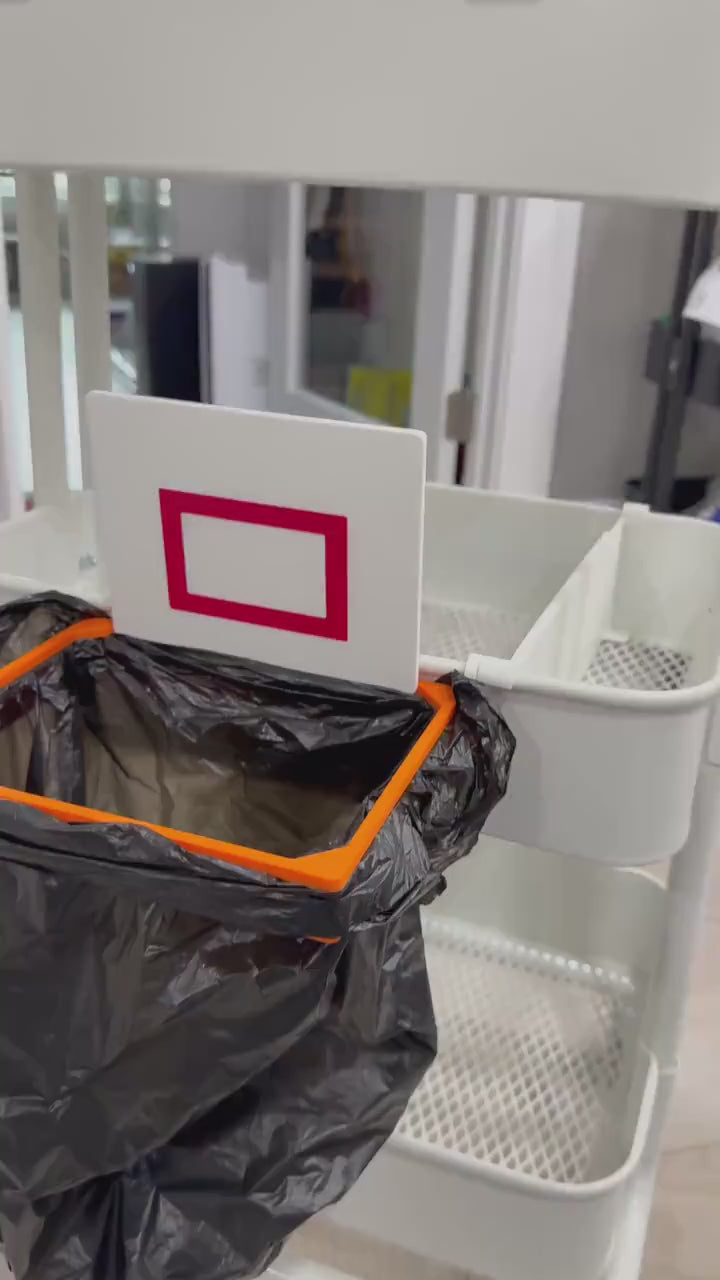 Magnetic Trash Bag Holder for IKEA SKÅDIS Pegboard and Råskog Cart - 3D Printed - Starter Bags Included - 30+ Colors